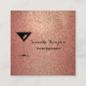 Elegant Roos Goud Glitter Bartender Visitekaartje (Voorkant)