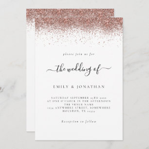 Elegant Roos Goud Glitter Border Bruiloft Wit Kaart