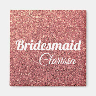 elegant roos goud glitter bridesmaid magneet