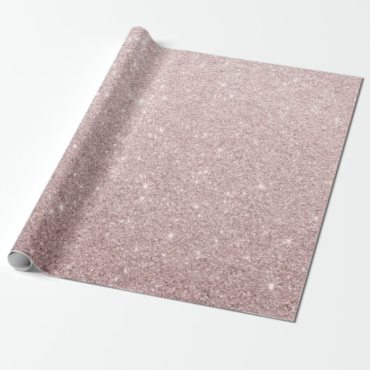 elegant roos goud glitter cadeaupapier (Uitgerold)
