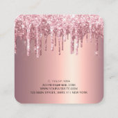 Elegant roos goud glitter druppelt haar make-up op vierkante visitekaartje (Achterkant)