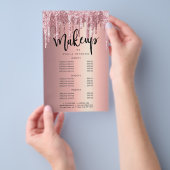 Elegant roos goud glitter druppelt make-up flyer (Hand)