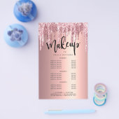 Elegant roos goud glitter druppelt make-up flyer (Enkel)