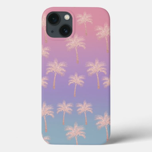 Elegant roos goud glitter gradiënt palmpatroon Case-Mate iPhone case (Achterkant)
