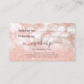 Elegant roos goud glitter make-up artiest aanbevelingskaartje (Achterkant)