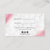 Elegant roos goud glitter marmer make-up kunstenaa aanbevelingskaartje (Achterkant)