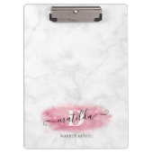 Elegant roos goud glitter marmer make-up kunstenaa klembord (Voorkant)