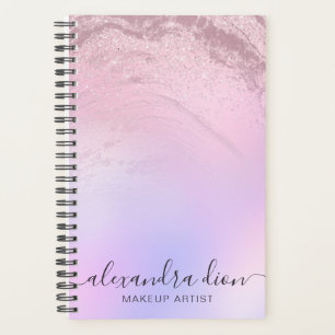 Elegant roos goud glitter marmer make-up kunstenaa planner