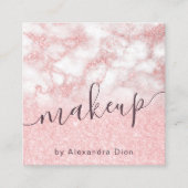 Elegant roos goud glitter marmer make-up kunstenaa vierkante visitekaartje (Voorkant)
