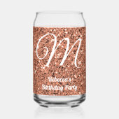 Elegant Roos Goud Glitter Naam Monogram Party Blikvorm Glas (Voorkant)
