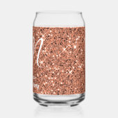 Elegant Roos Goud Glitter Naam Monogram Party Blikvorm Glas (Links)