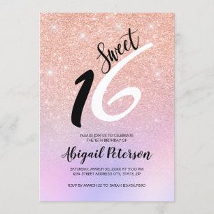 Elegant roos goud glitter ombre zestien kaart