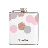 elegant roos goud glitter pastel roze confetti heupfles (Voorkant)