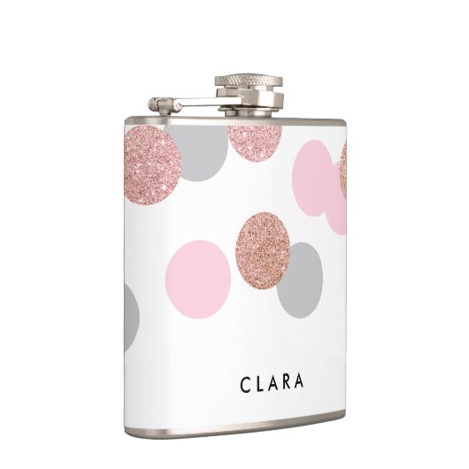 elegant roos goud glitter pastel roze confetti heupfles (Rechts)