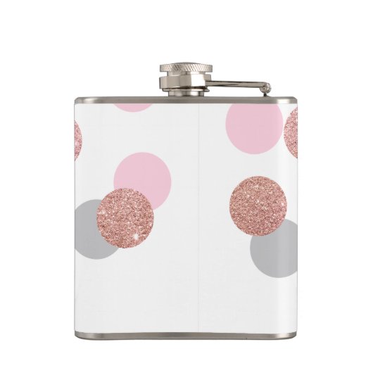 elegant roos goud glitter pastel roze confetti heupfles (Achterkant)