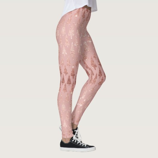 Elegant roos goud glitter + roze mauve xmas bomen leggings (Rechts)
