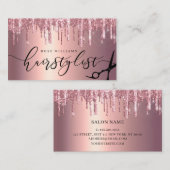 Elegant roos goud glitter scissers haarstylist squ visitekaartje (Voorkant / Achterkant)