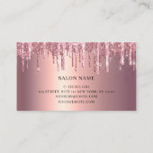 Elegant roos goud glitter scissers haarstylist squ visitekaartje (Achterkant)
