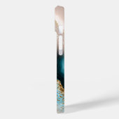 Elegant Roos Goud Glitter Turquoise Marmer Case-Mate iPhone Case (Achterkant / Links)