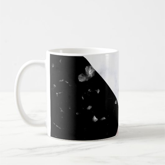 Elegant roos goud glitter witte zwarte marmer koffiemok (Links)