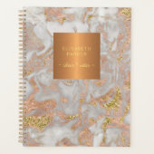 Elegant roos goud grijs marmer metallic koper planner (Voorkant)