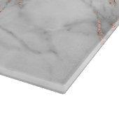 elegant roos goud koper witte marmer Monogram Snijplank (Hoek)