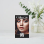 Elegant Roos Goud Logo Foto QR Code Sjabloon Visitekaartje (Staand voorkant)