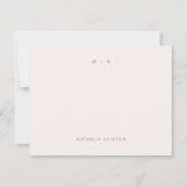 Elegant Roos Goud Modern Monogram Classic Custom Notitiekaartje (Voorkant)