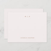 Elegant Roos Goud Modern Monogram Classic Custom Notitiekaartje (Voorkant / Achterkant)