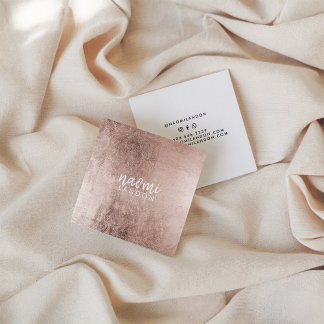 Elegant roos goud modern vierkant minimalistisch w vierkante visitekaartje