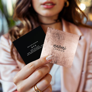 Elegant roos goud modern vierkant minimalistisch z vierkante visitekaartje