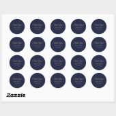 Elegant Roos Goud Navy Blauw Bruiloft Dank u Ronde Sticker (Vel)