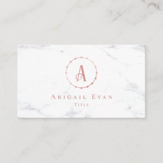 Elegant Roos Goud Roze en Grijs Monogram Visitekaartje (Voorkant)