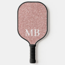Elegant Roos Goud Roze Glitter 2 Initiaal Monogram Pickleball Paddle
