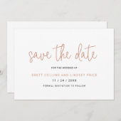 Elegant Roos Goud Roze Typografie Modern Bruiloft Save The Date (Voorkant / Achterkant)
