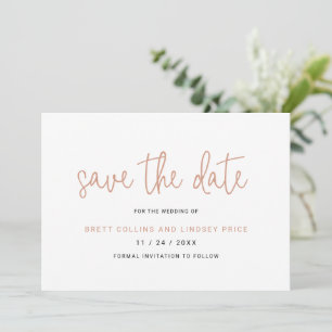 Elegant Roos Goud Roze Typografie Modern Bruiloft Save The Date