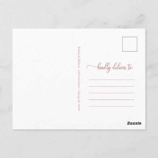 Elegant Roos Goud Script Bruiloft Opslaan De Datum Briefkaart (Achterkant)