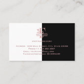 Elegant Roos Goud Split Custom Monogram Letter F Visitekaartje (Achterkant)