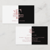Elegant Roos Goud Split Custom Monogram Letter F Visitekaartje (Voorkant / Achterkant)