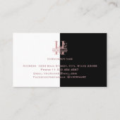 Elegant Roos Goud Split Custom Monogram Letter H Visitekaartje (Achterkant)