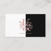 Elegant Roos Goud Split Custom Monogram Letter K Visitekaartje (Voorkant)