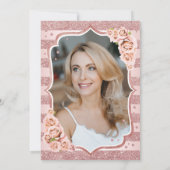 Elegant Roos Goud Wit Foto 50e Verjaardag Kaart (Achterkant)