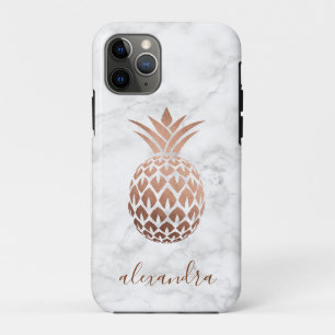 Elegant roos goud witte marmer ananas iPhone 11 pro hoesje