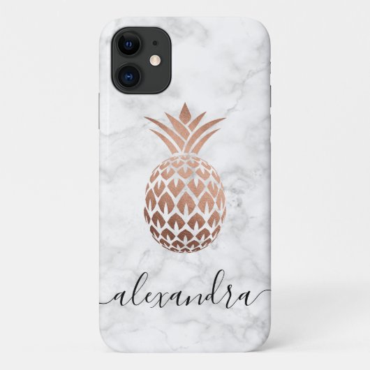 Elegant roos goud witte marmer ananas Case-Mate iPhone case (Achterkant)