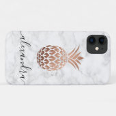 Elegant roos goud witte marmer ananas Case-Mate iPhone case (Achterkant (horizontaal))