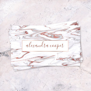 Elegant roos goud & witte marmer make-up & haar visitekaartje