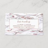 Elegant roos goud & witte marmer make-up & haar visitekaartje (Achterkant)