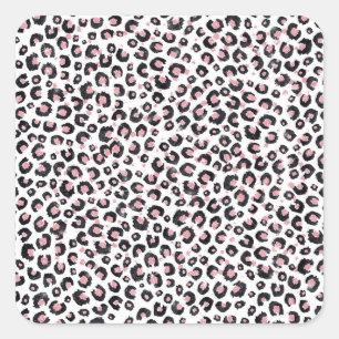 Elegant Roos Goud Zwart Luipaard Patroon Vierkante Sticker