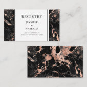 Elegant Roos Goud Zwart Marmeren Trouwregister Informatiekaartje (Voorkant / Achterkant)