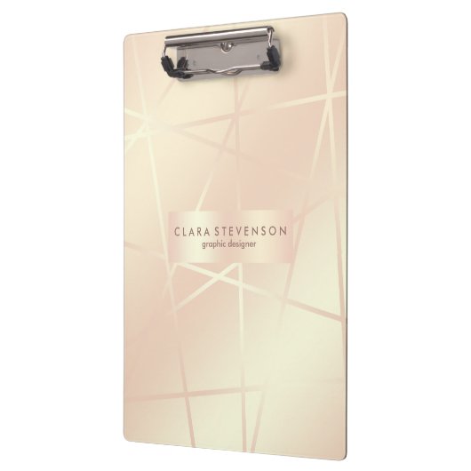 Elegant roos goud & zwart roze geometrisch klembord (Links)